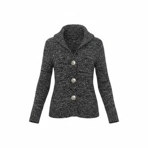 BCBGMAXAZRIA Womens Cardigan XL Black White Knit Button Front Shawl Collar‎